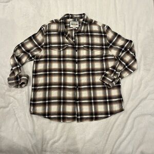 American Eagle Men's Brown Plaid Shirt